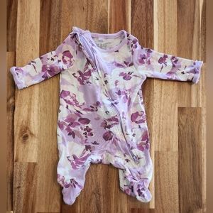 Newborn Purple floral onesie with feet